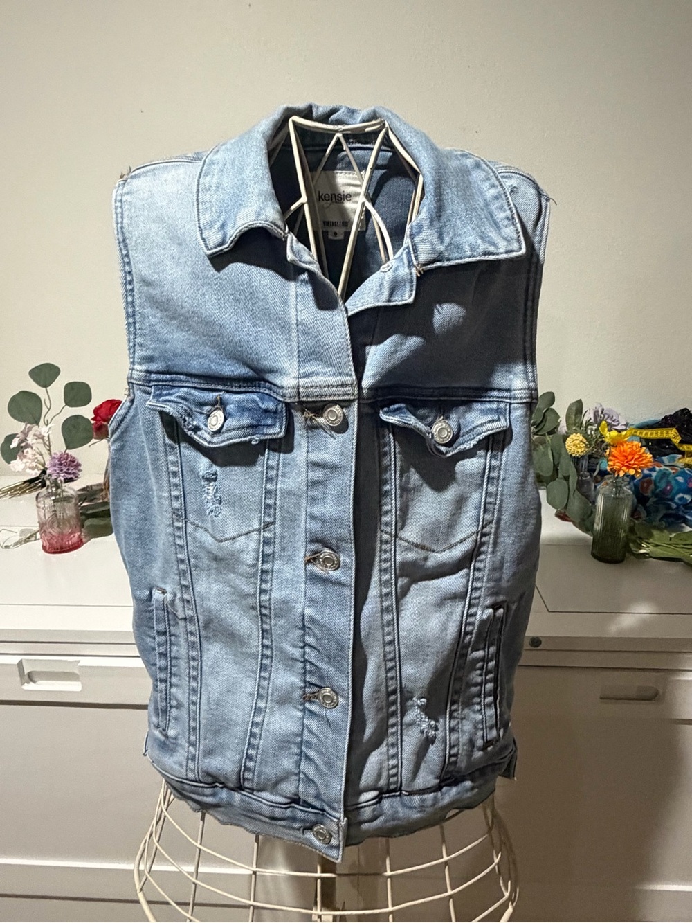 Kensie Light Blue Denim Vest